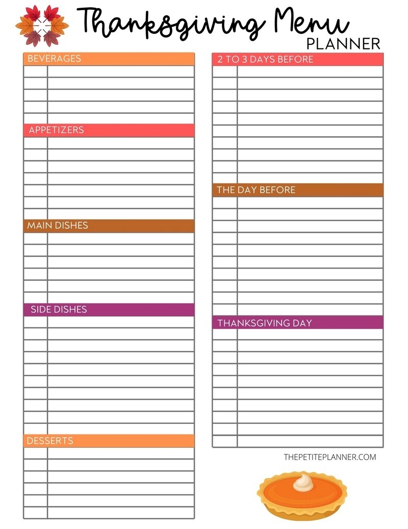Free Printable Holiday Meal Planner