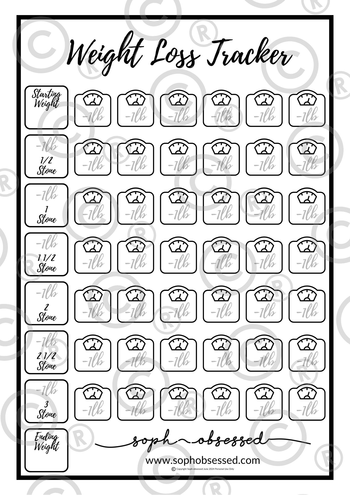 FREE Printable Weight Loss Tracker That Works Soph obsessed