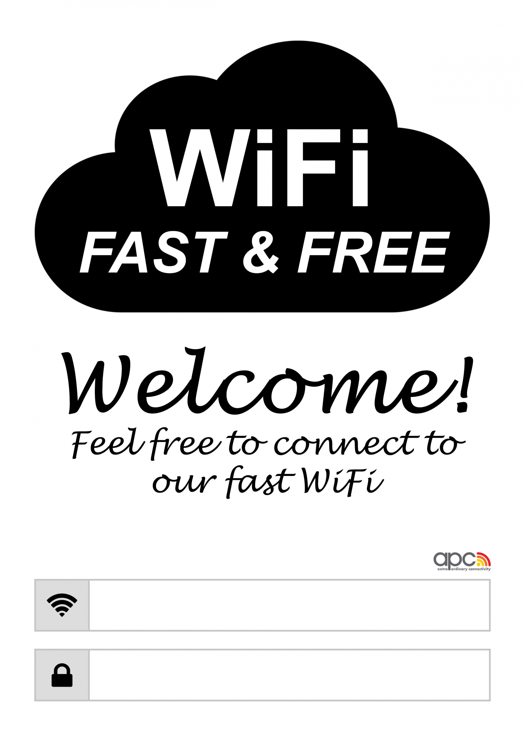 Free Printable WiFi Password Signs poster Template Downloads APC Solutions
