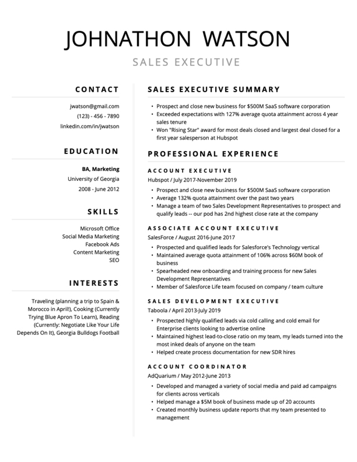Free Resume Printable Templates