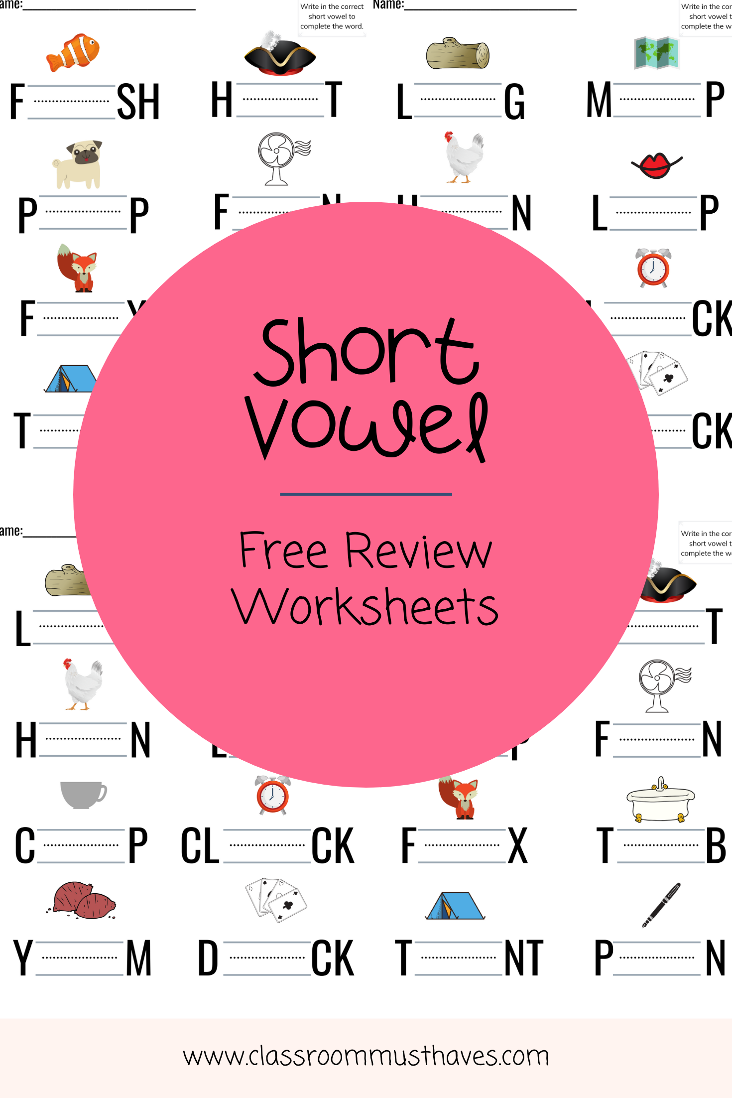 Free Short Vowel Worksheets For Kindergarten Classroom Must Haves