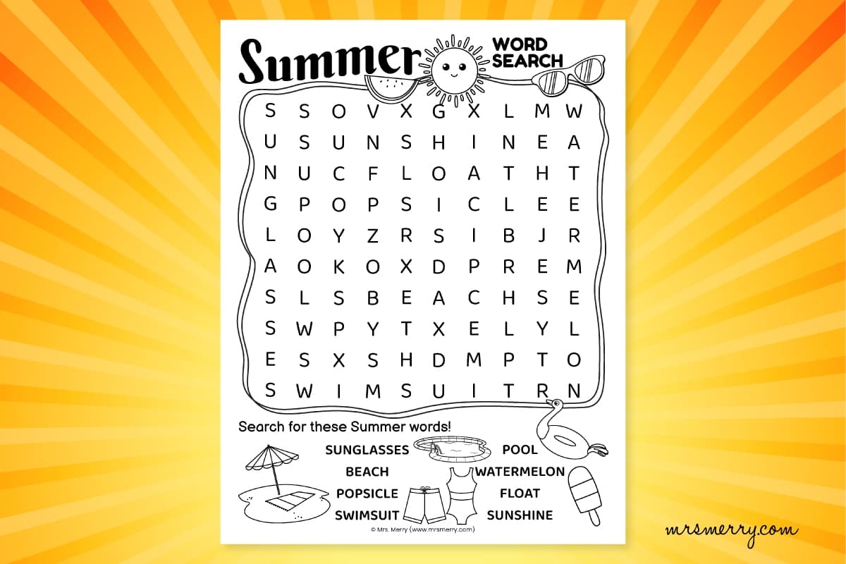 Summer Crossword Puzzle Free Printable