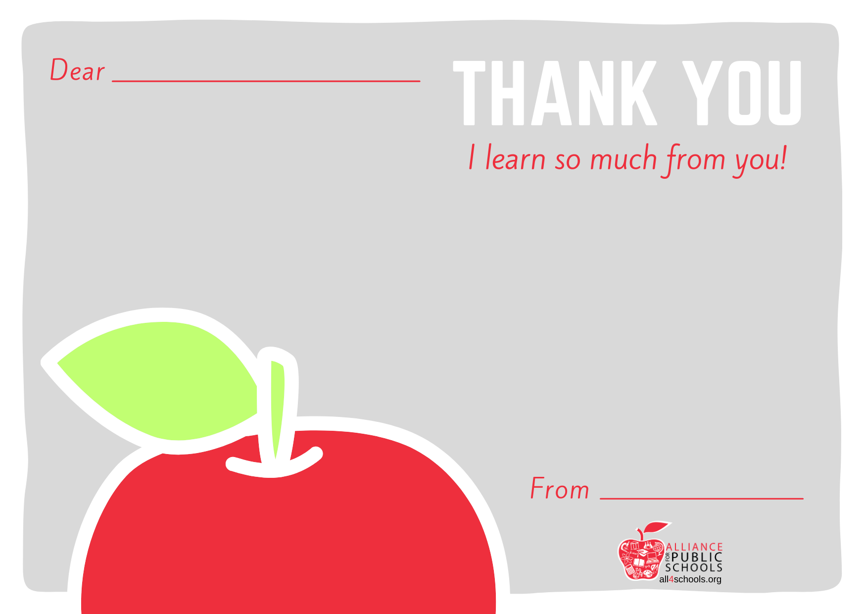 FREE Teacher Appreciation Cards Gifts Signs Alliance For Public Schools