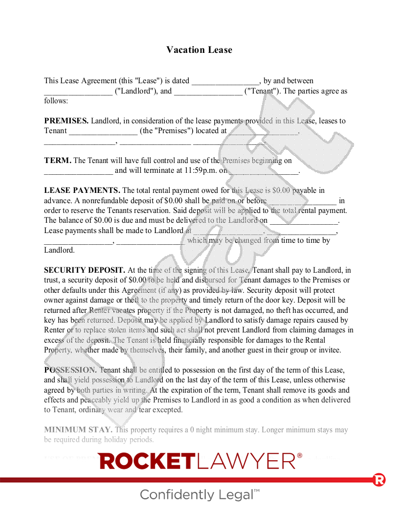 Free Printable Vacation Rental Agreement