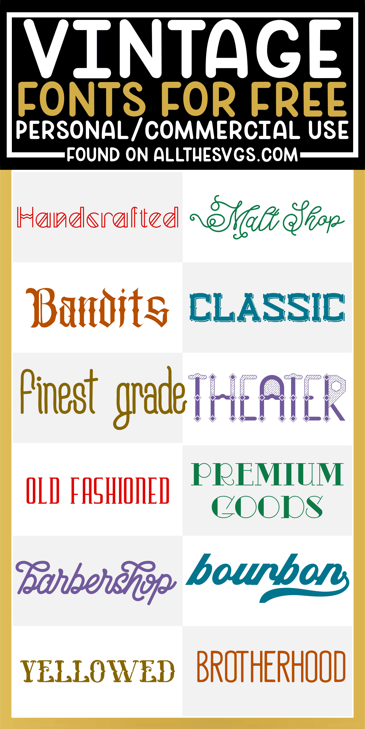 FUN FREE Vintage Fonts Commercial Use Included 