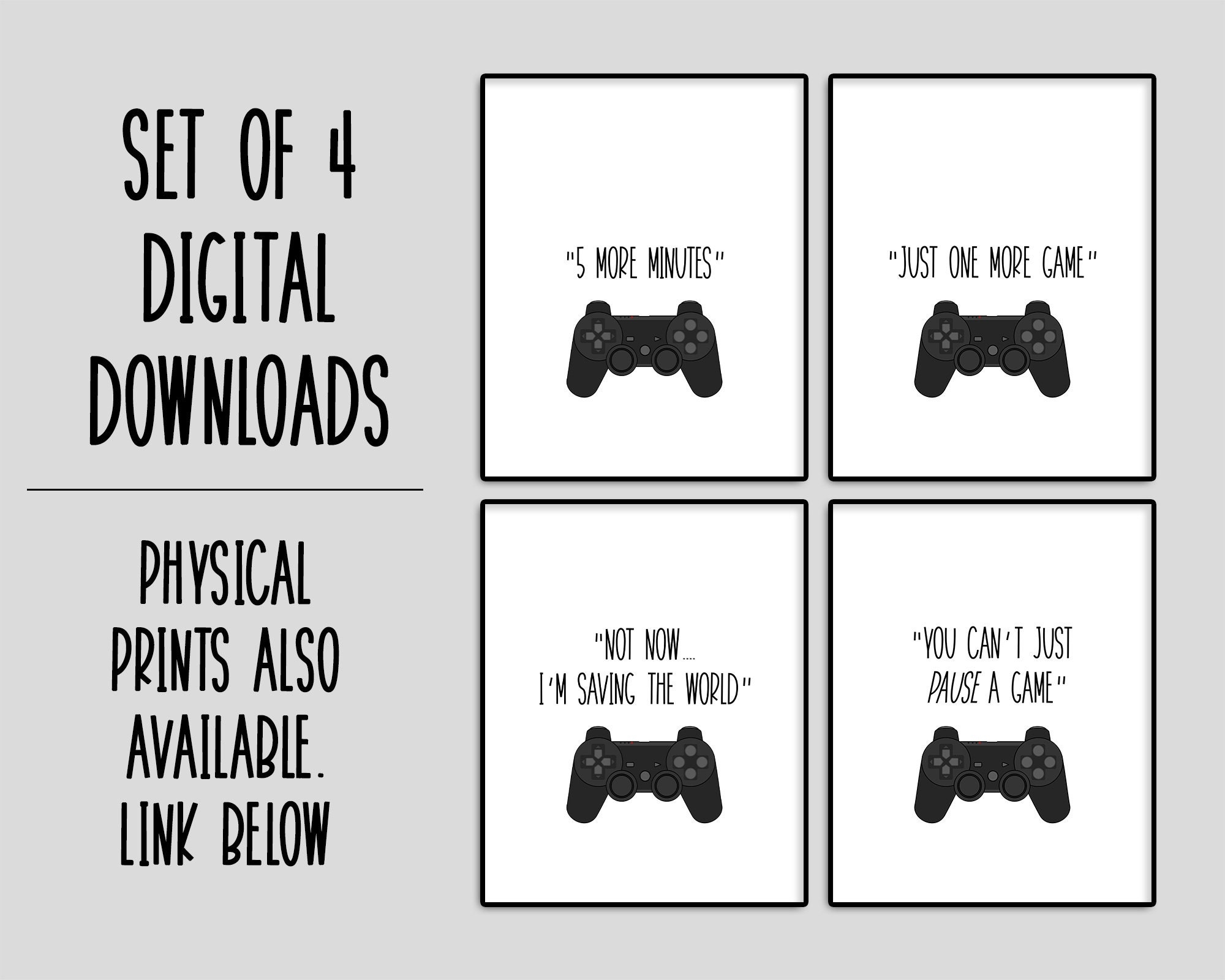 Gamer Poster PRINTABLE Wall Art Video Games Room Decor DIGITAL DOWNLOAD Gamer Prints Gamer Gift Game Controller Gaming Quote Signs Etsy