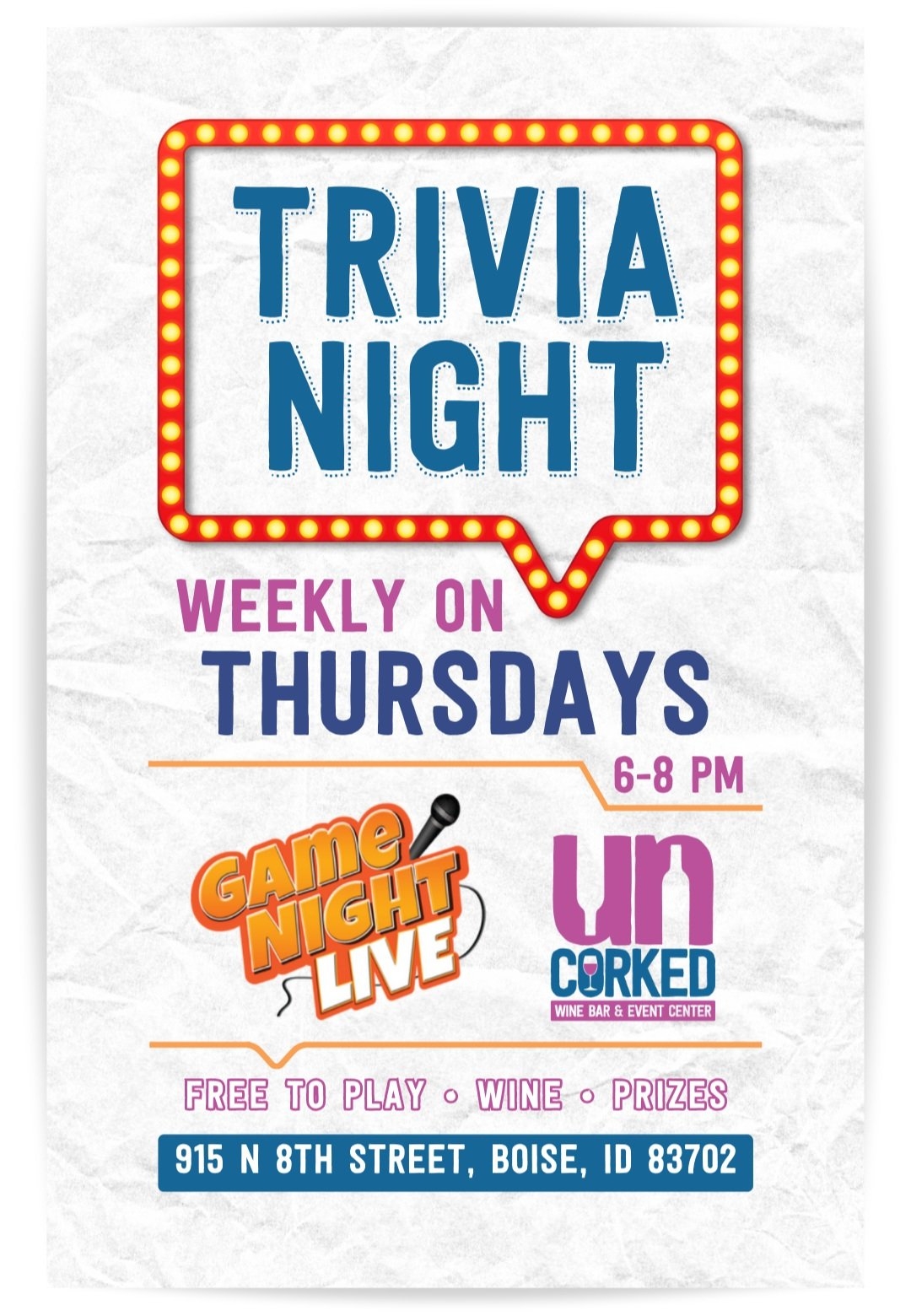 GNL Trivia At Uncorked North End Wine Bar Boise Co op Market