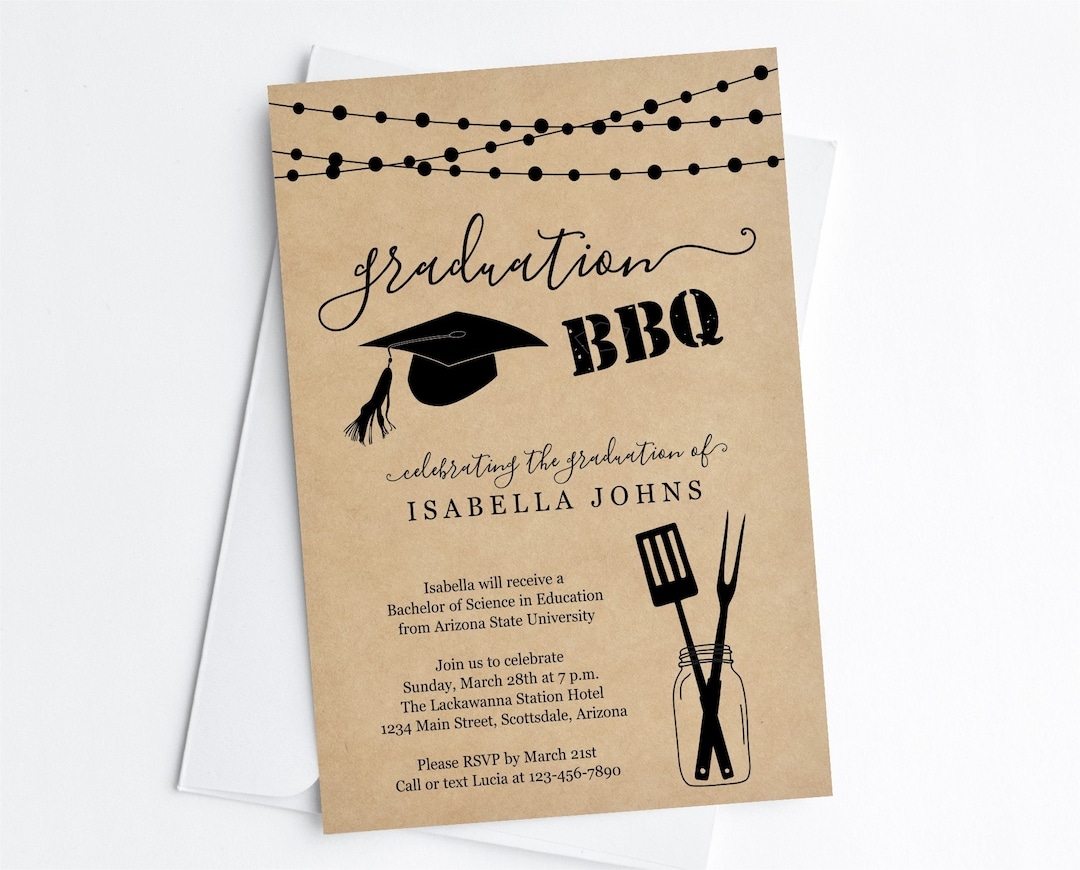 Graduation BBQ Invitation Template Women Men Girl Boy High School College Barbeque Party 2024 Printable Instant Download Digital Etsy Denmark