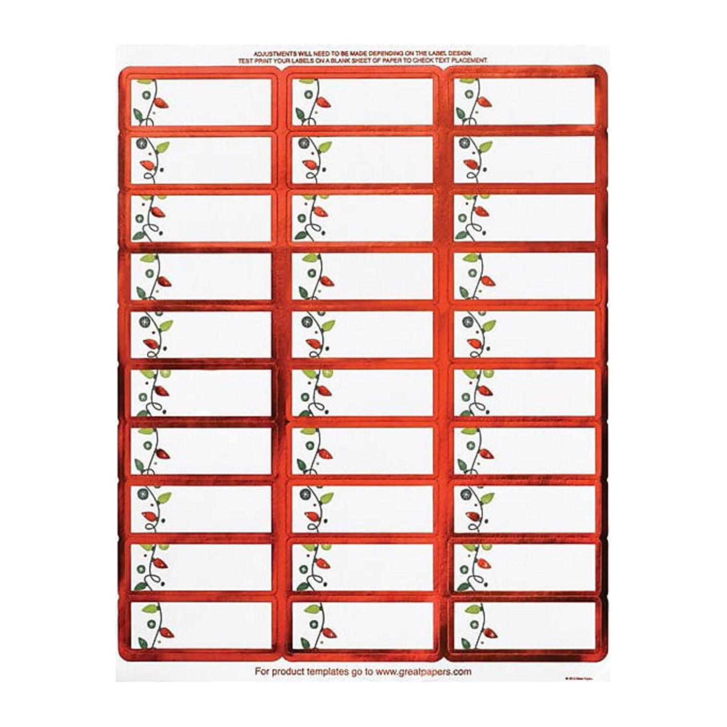 Great Papers String Of Lights Foil Address Labels 120 Labels Walmart