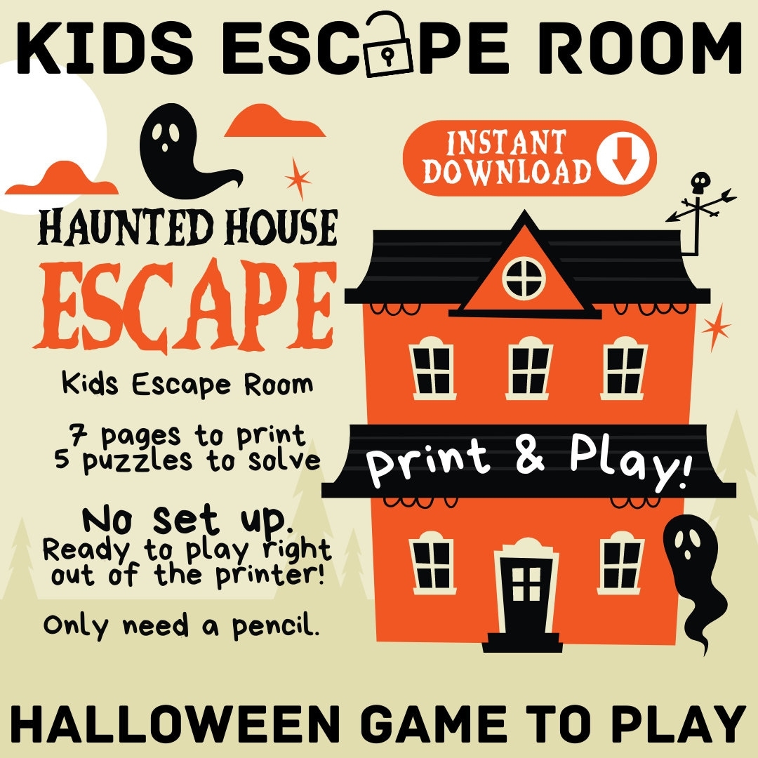 Halloween Escape Room For Kids No Set Up Printable Escape Room For Kids Halloween Escape Room Game Classroom Activity Kids Escape Room Etsy