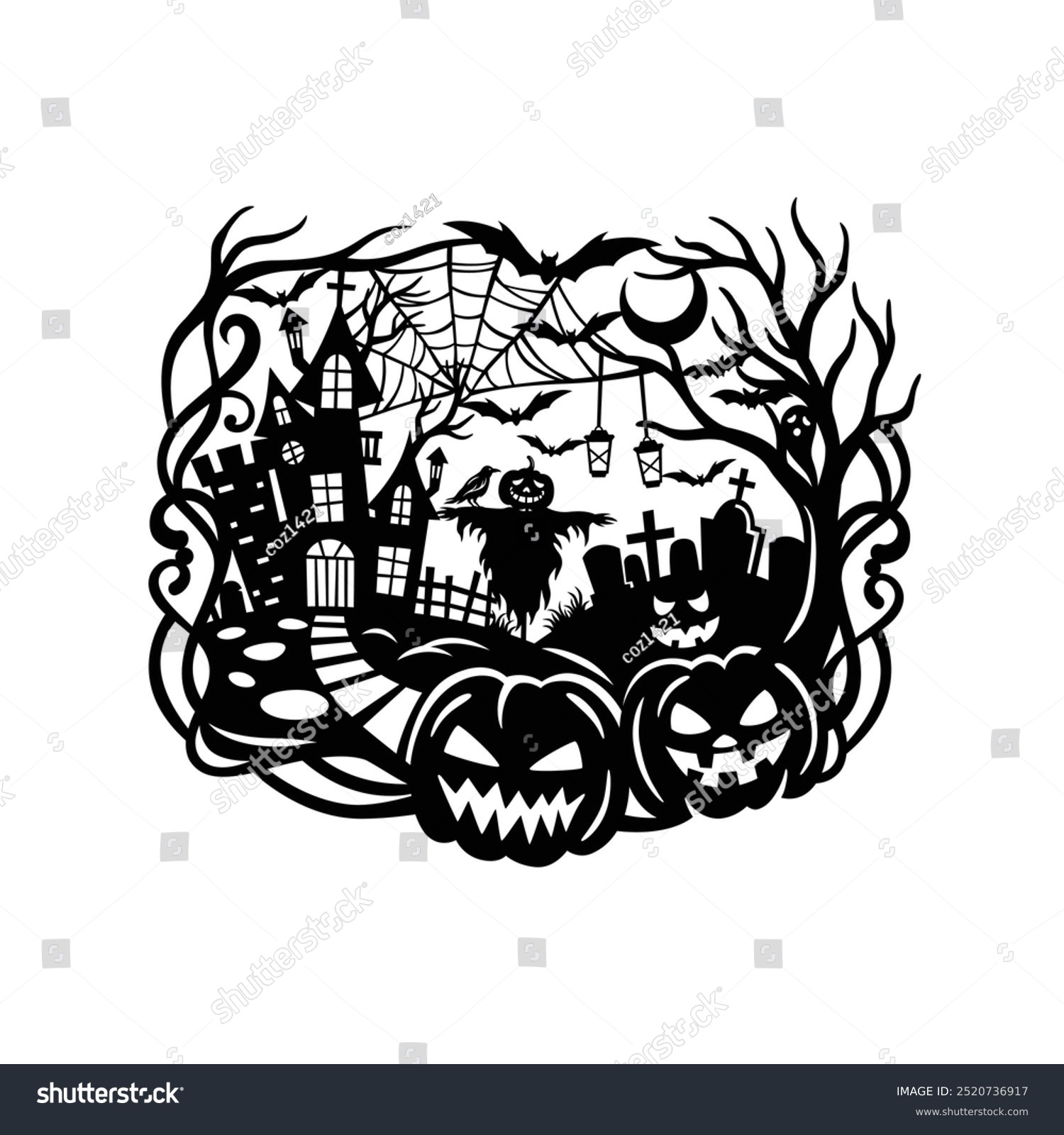 Halloween Scary Pumpkin Stencils Photos And Images Shutterstock
