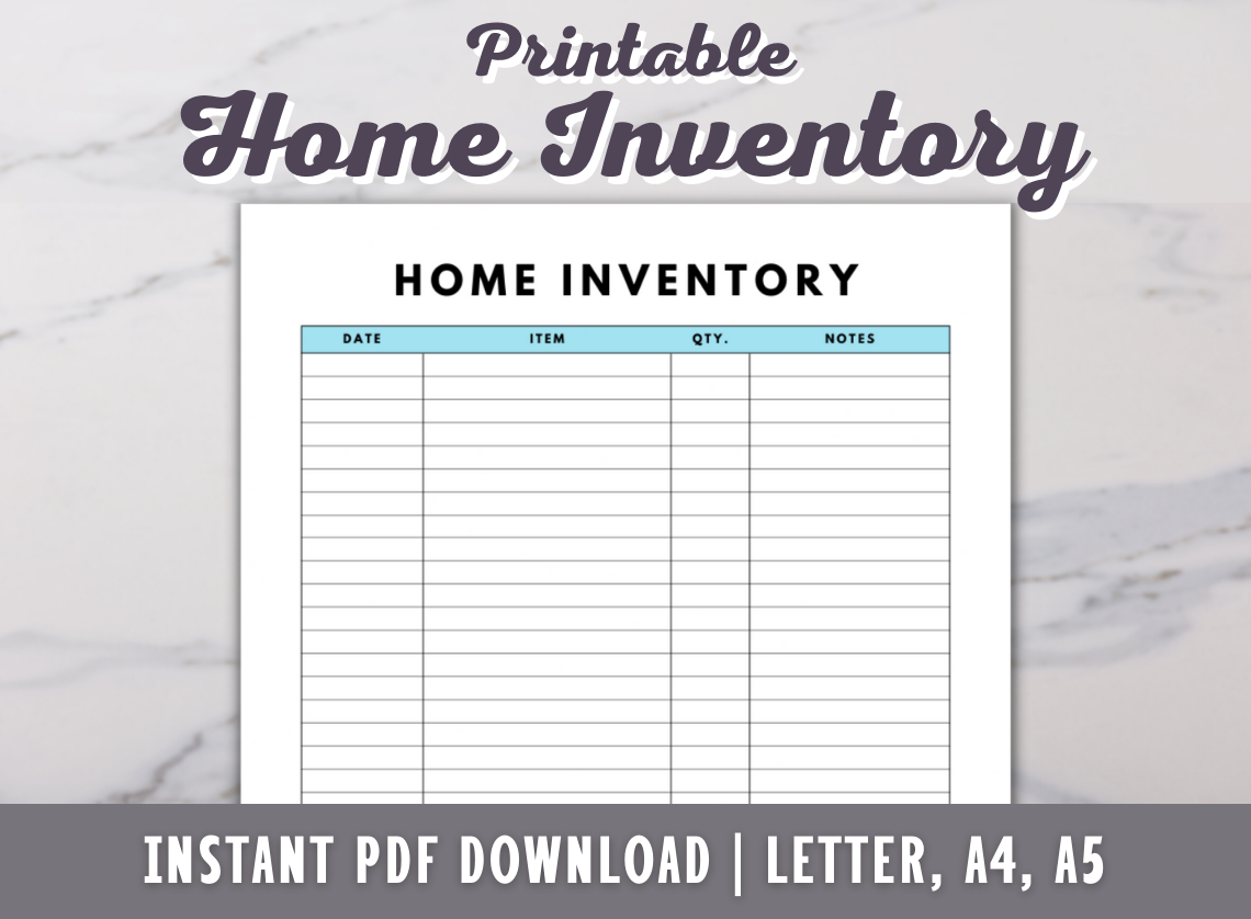 Home Inventory Printable Boutique Printables