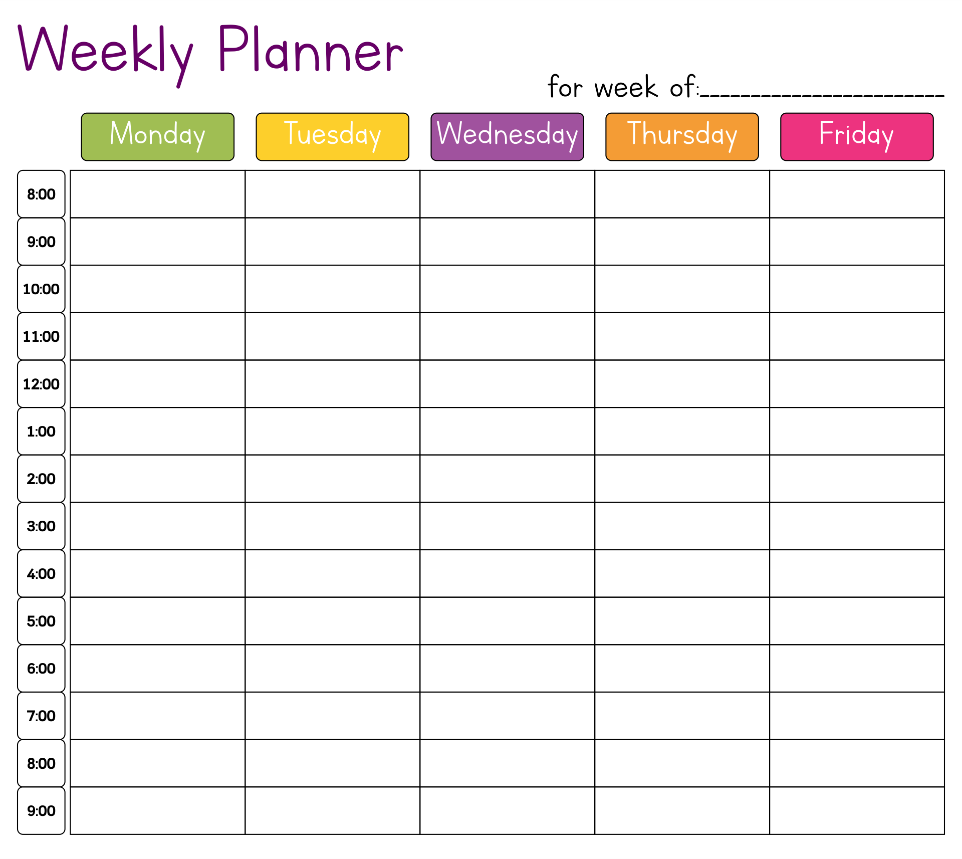Hourly Calendar Template 10 Free PDF Printables Printablee