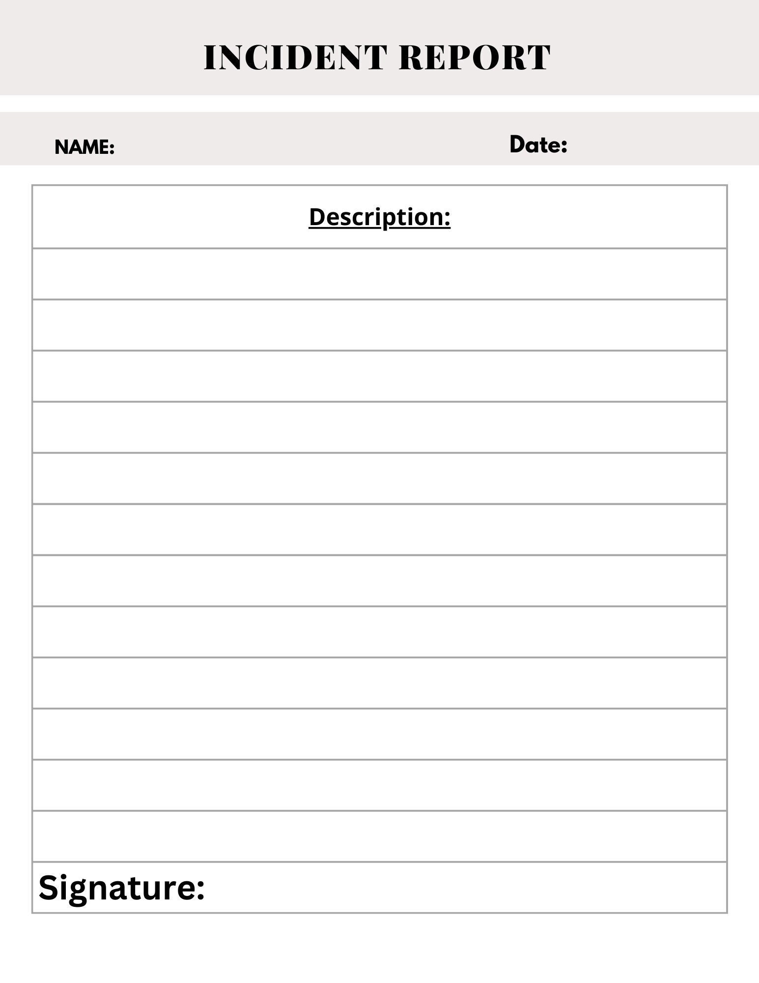 Incident Report Template Printable Accident Log Tracker Childcare Programs schools Warehouse Accident Sheet Quick Accident Report Etsy