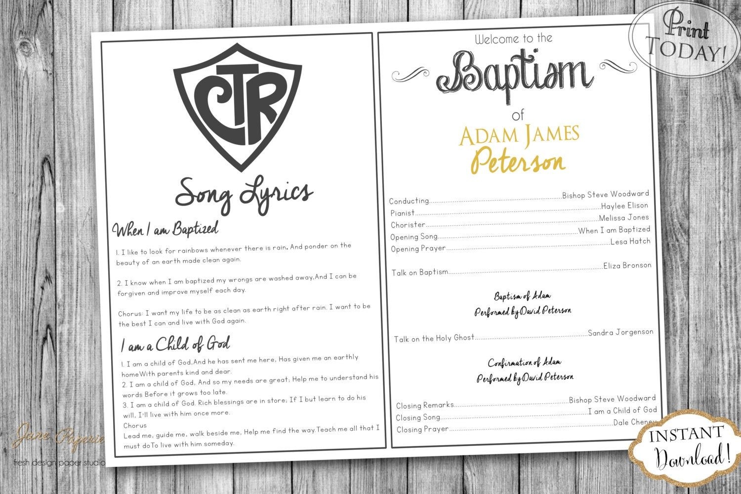 Free Printable Lds Baptism Program