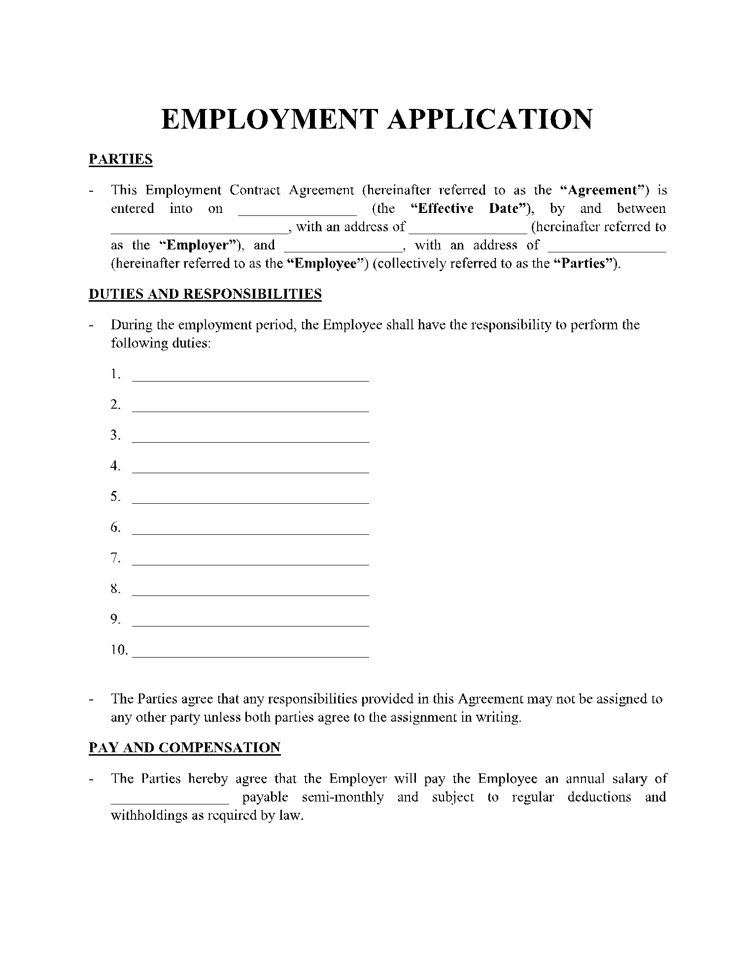 Job Application Template