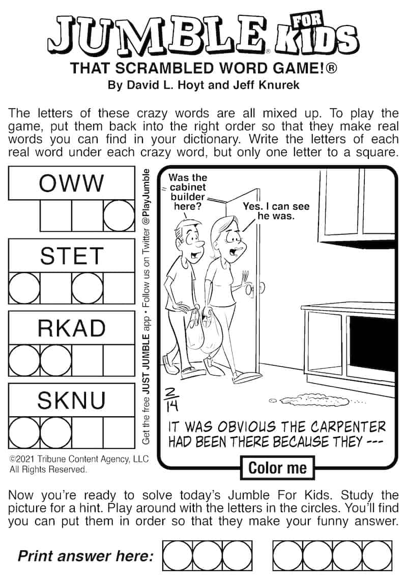 Jumble Puzzles With Blue Collar Clues BOOMER Magazine