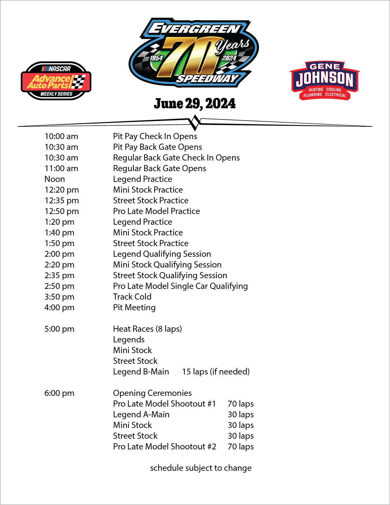 June 29th 2024 Mark Galloway Twin 70 Shootouts Evergreen Speedway
