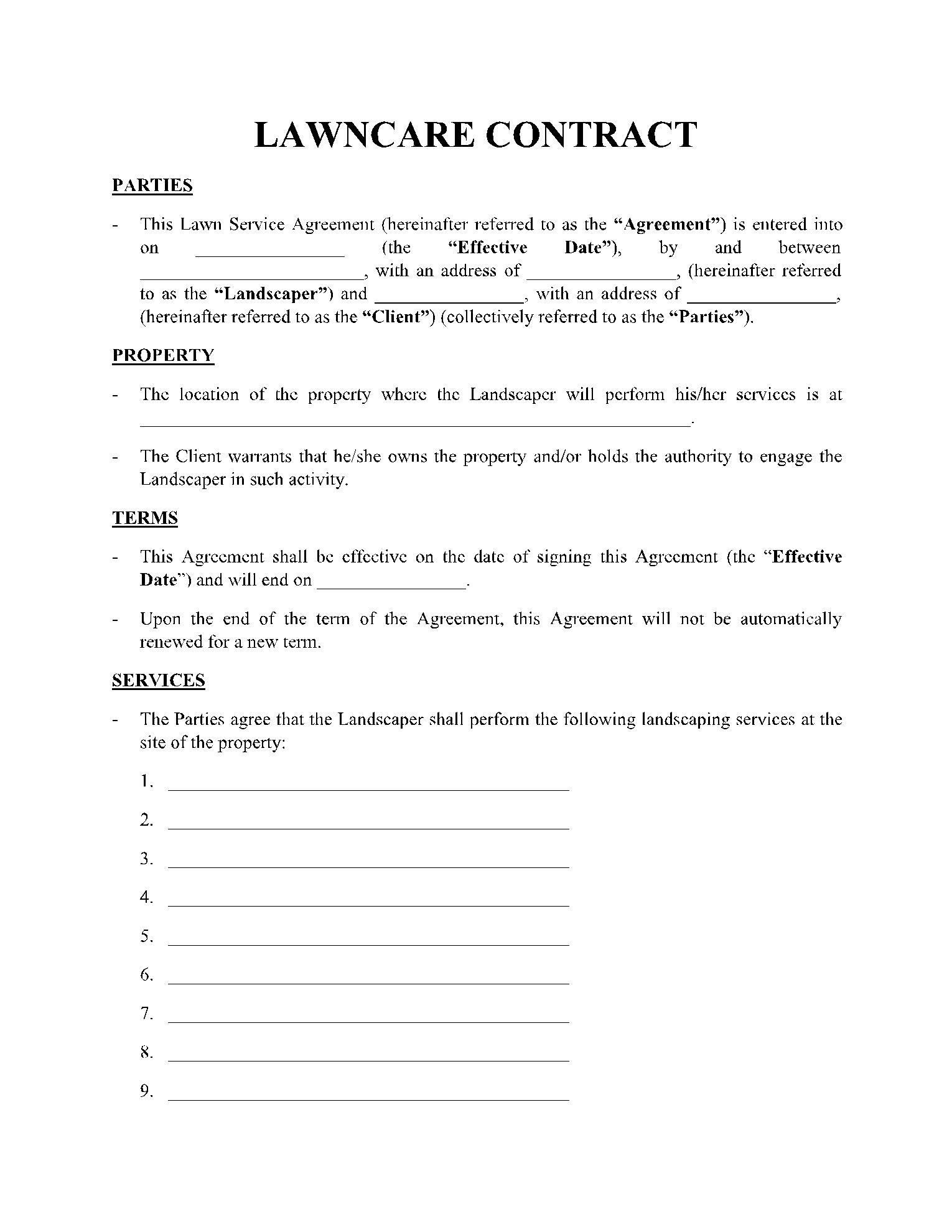 Lawncare Contract Template Download A Sample CocoSign
