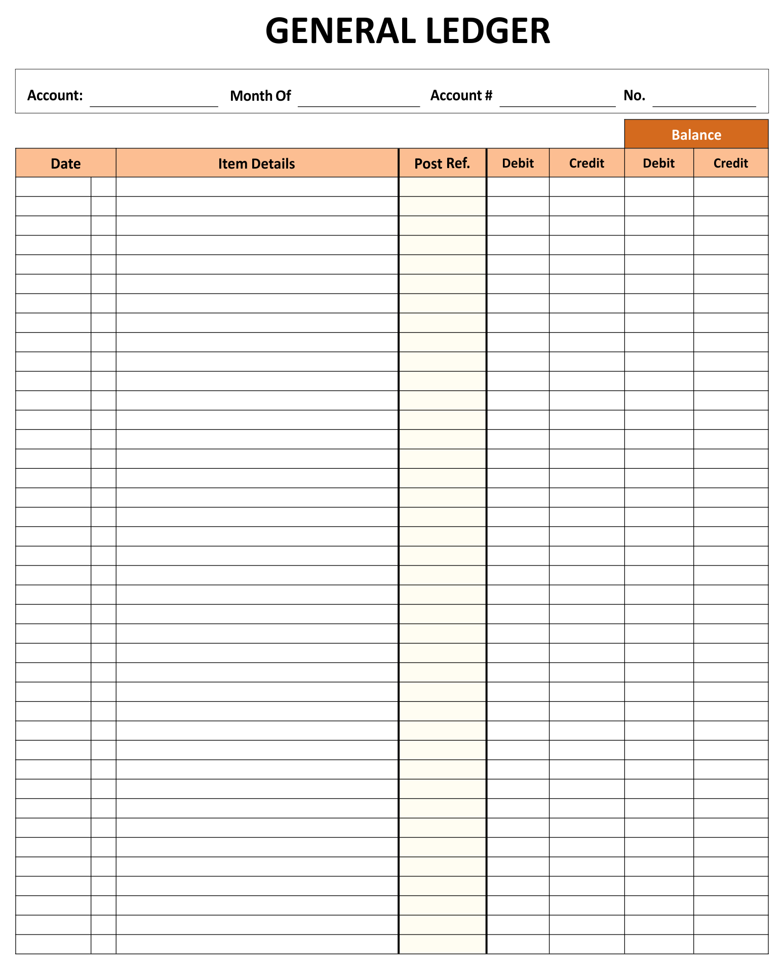 Free Printable Ledgers