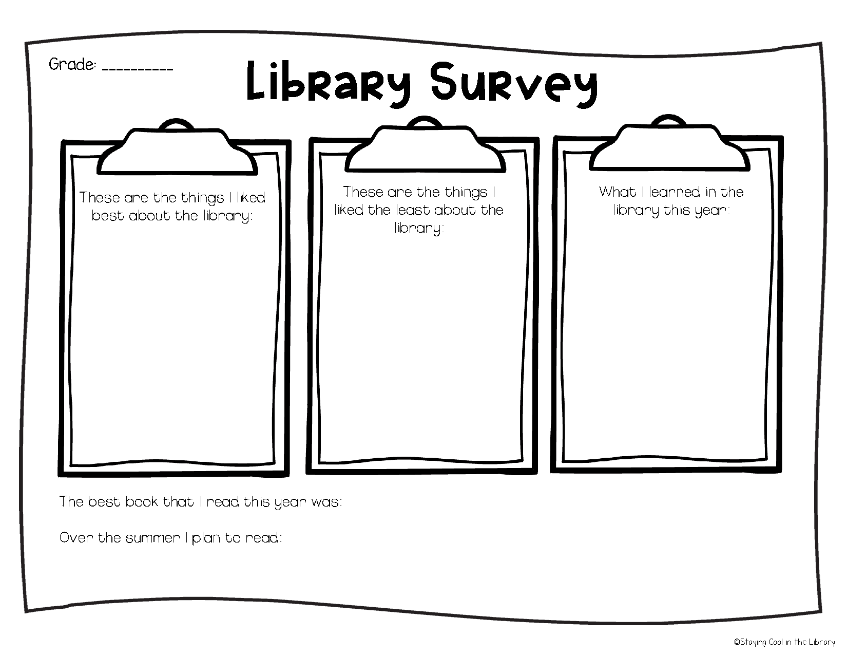 Library No Prep Printables Spring Summer Worksheets Library