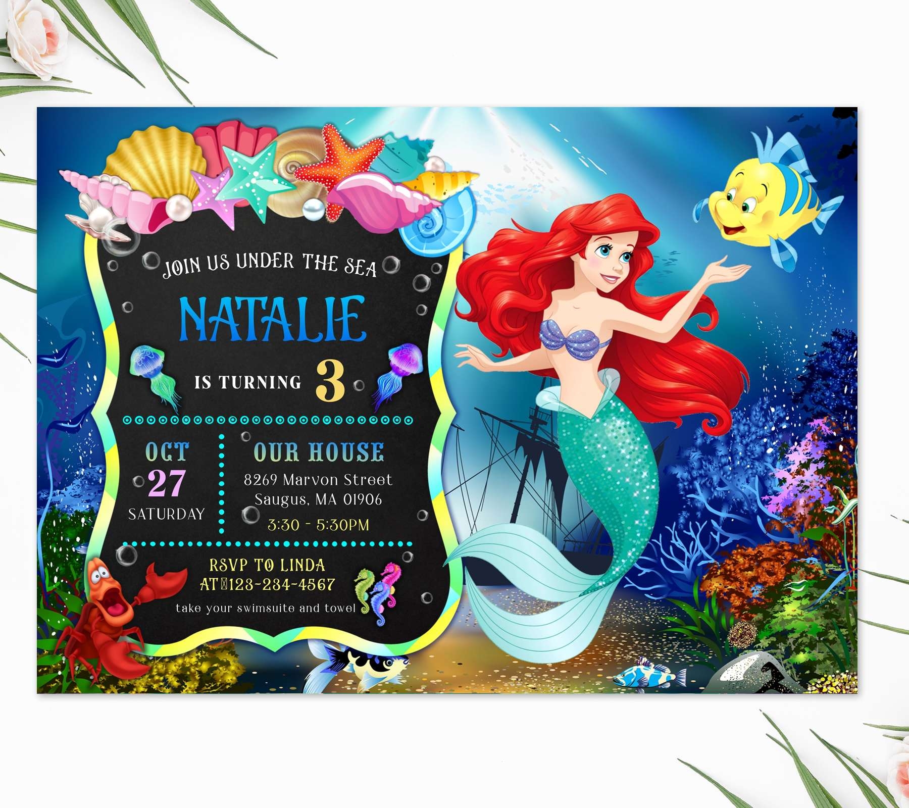 Mermaid Party Invitations Printable Free