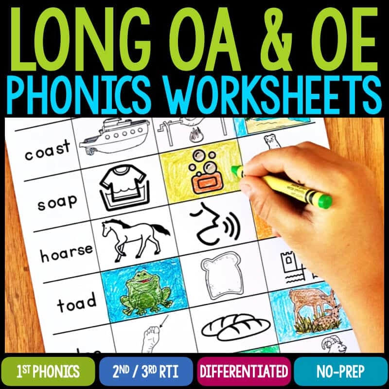 Long Vowel Teams OA OE Worksheets Activities No Prep Phonics Worksheets