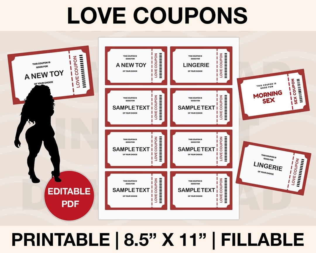 Love Coupons Valentines Sheets For Him Sex Coupons For Her Printable Valentine s Love Prints Editable PDF Etsy