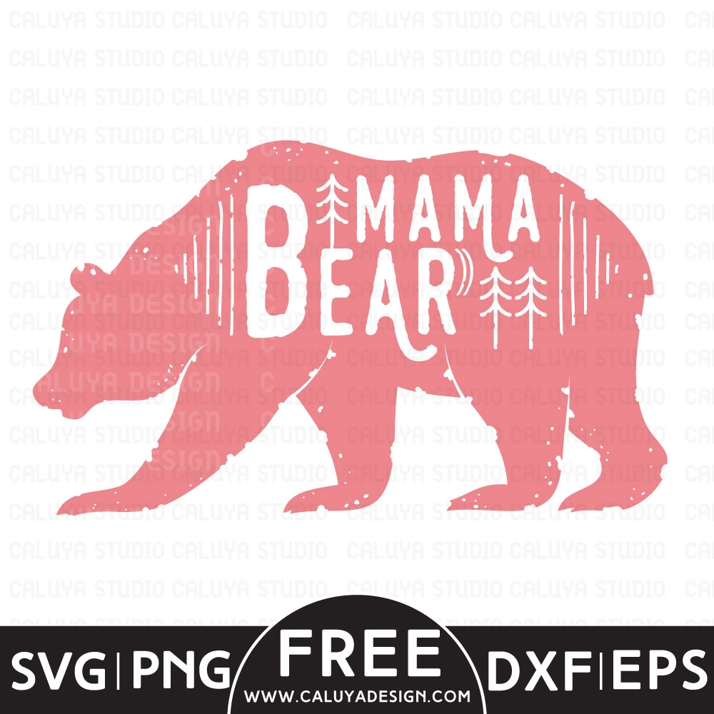 Mama Bear Free SVG PNG EPS DXF Download By Caluya Design