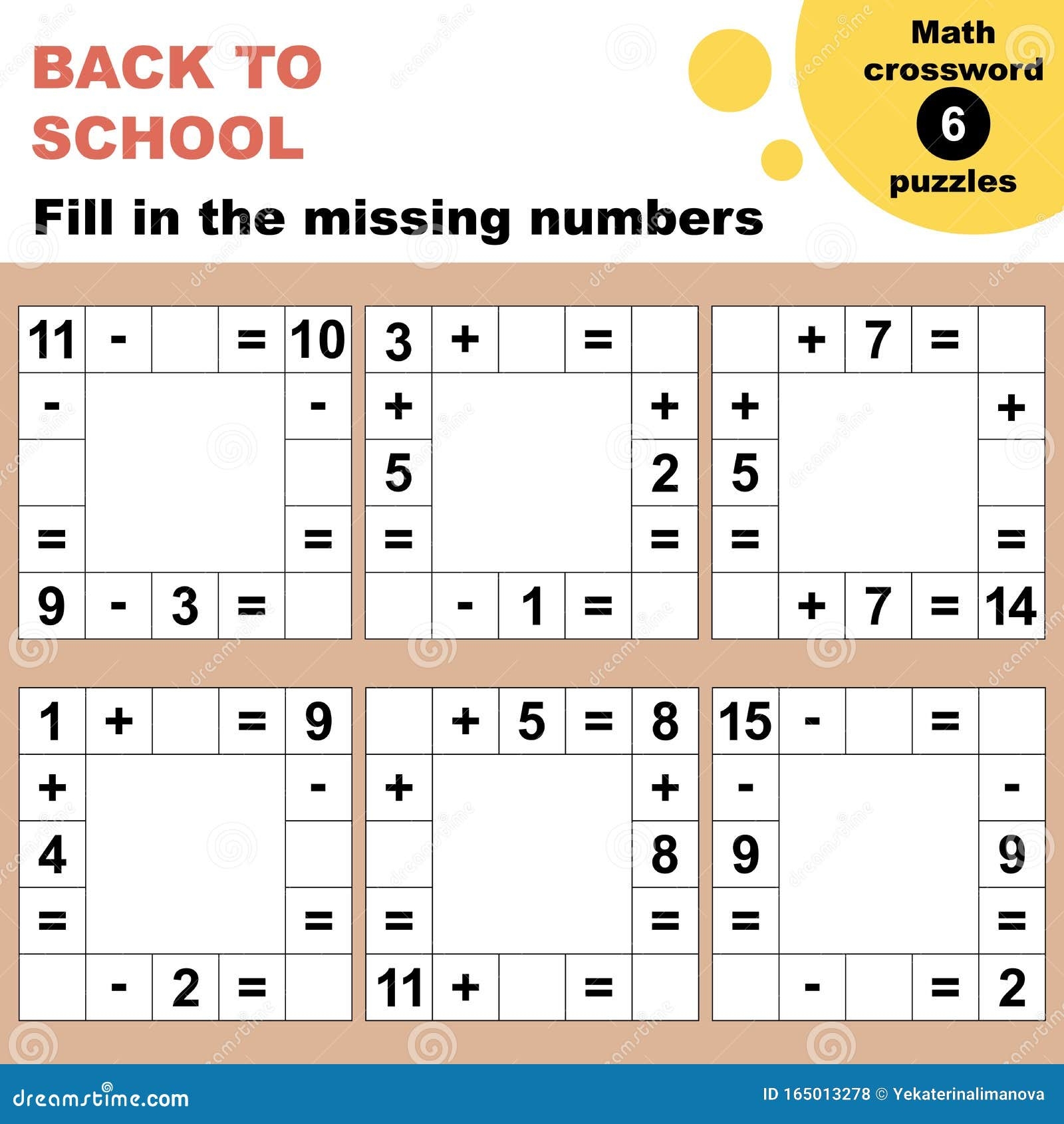 Math Crossword Puzzles Worksheet Stock Vector Illustration Of Activity Compare 165013278