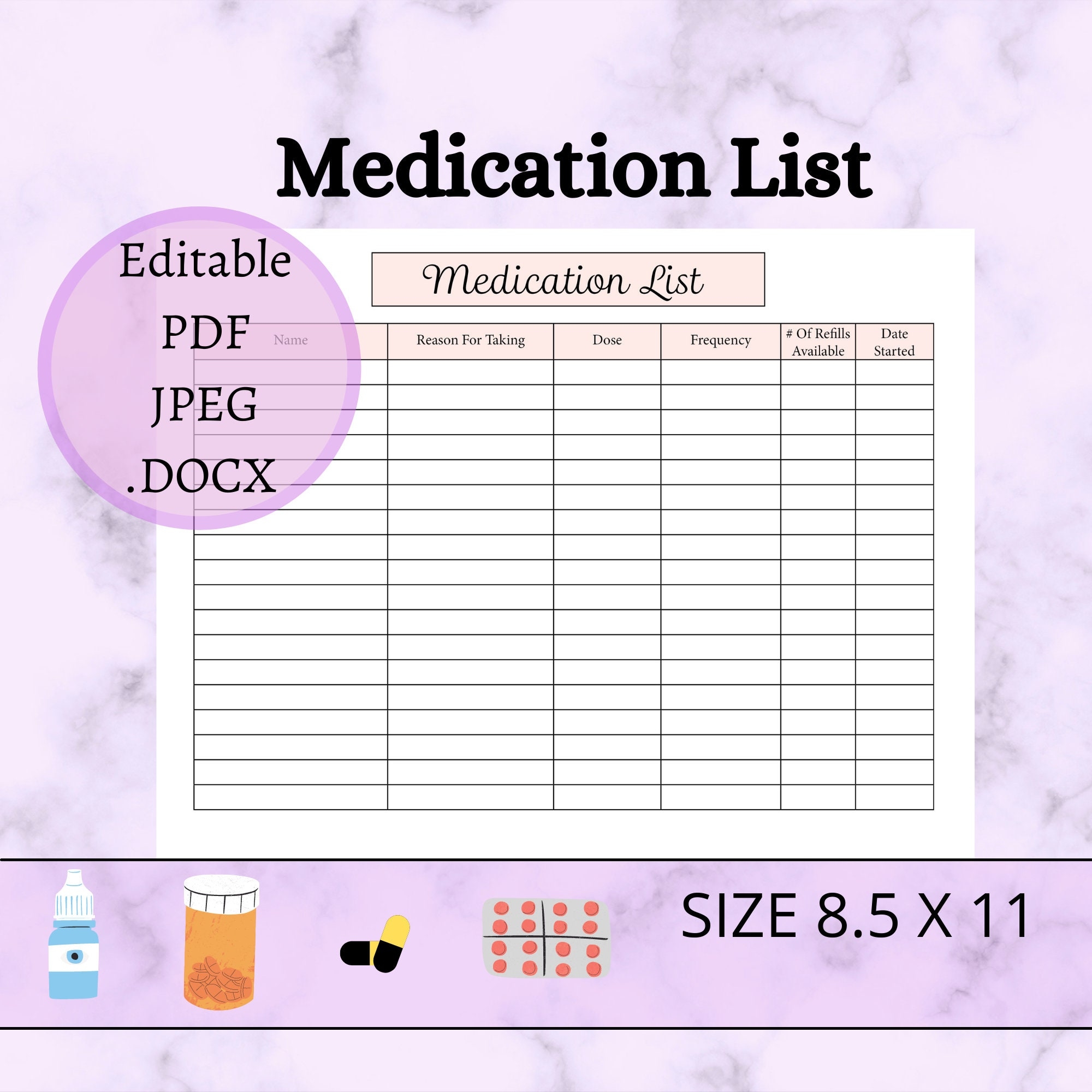 Free Printable Medication List