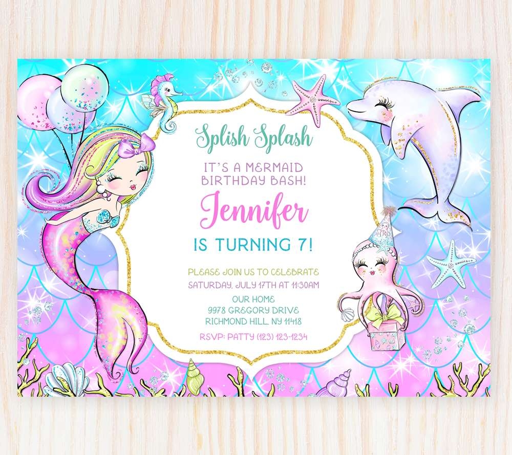 Mermaid Birthday Invitation Template Edit Online Now With A FREE Demo