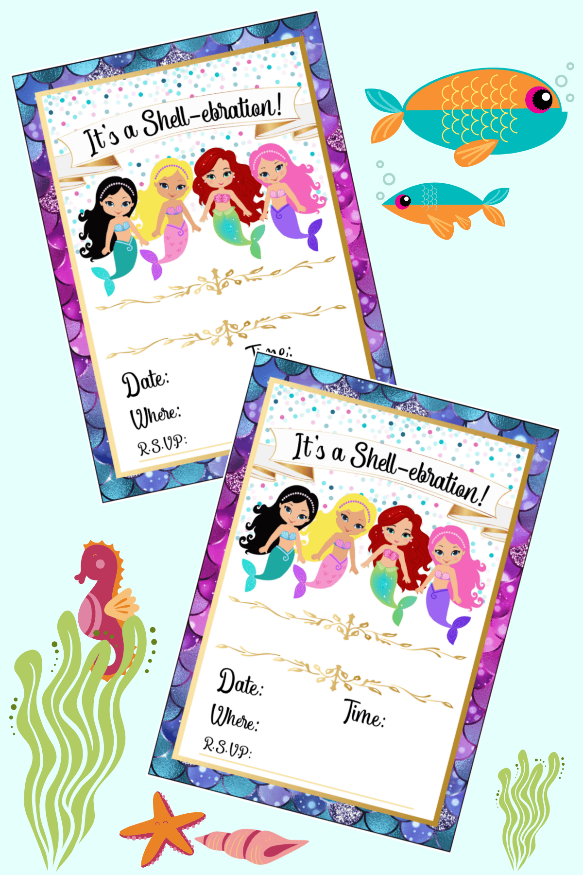 Mermaid Birthday Invitations Free Printables