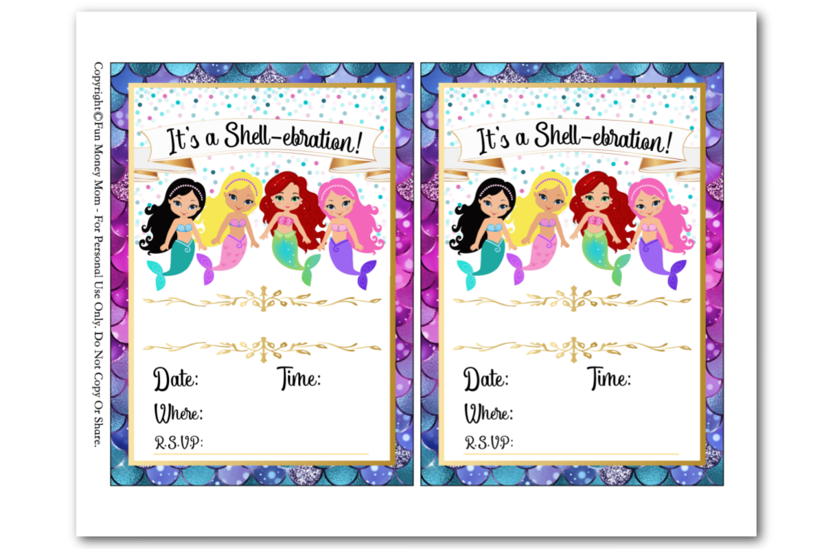 Mermaid Birthday Party Invitation Free Printable 