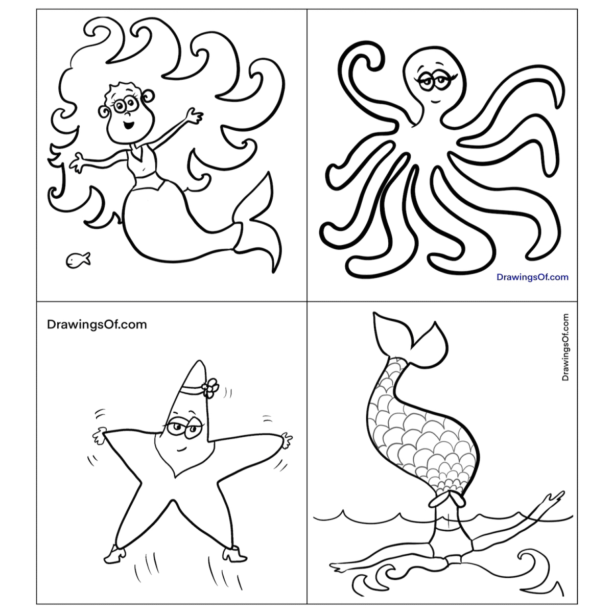 Mermaid Coloring Pages Free Printable Sheets Drawings Of 