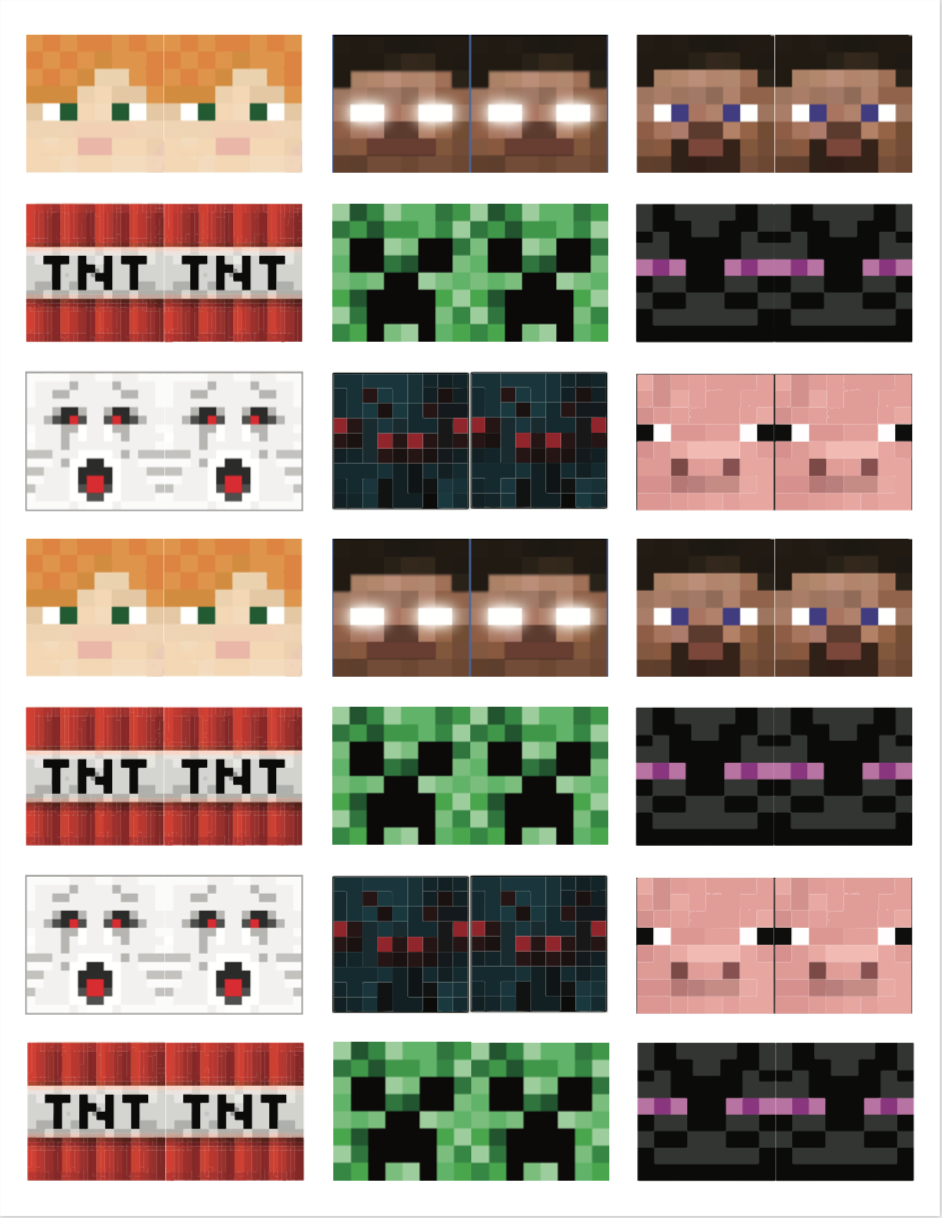 Minecraft Cupcake Topper Free Printable