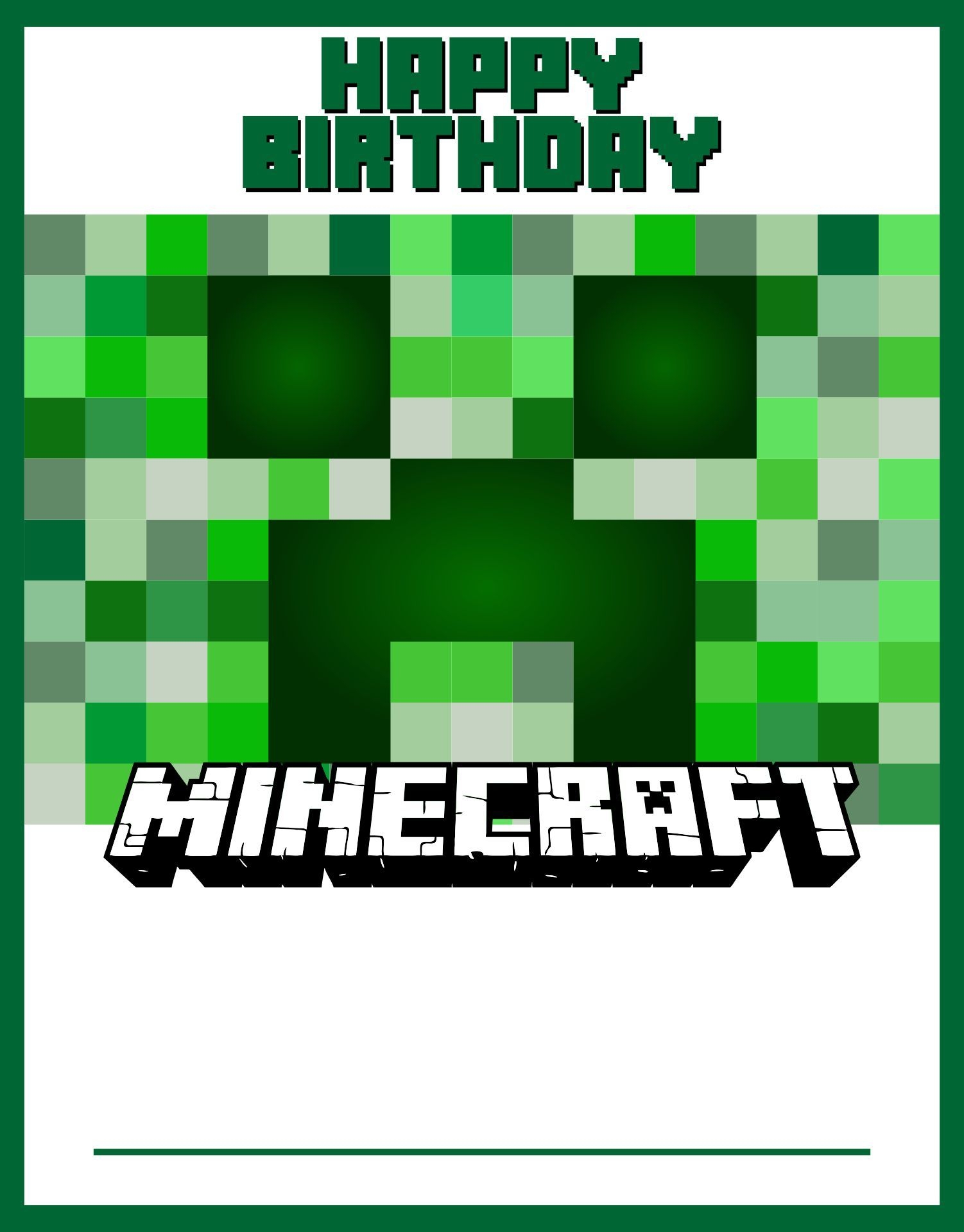 Minecraft Happy Birthday Card 10 Free PDF Printables Printablee