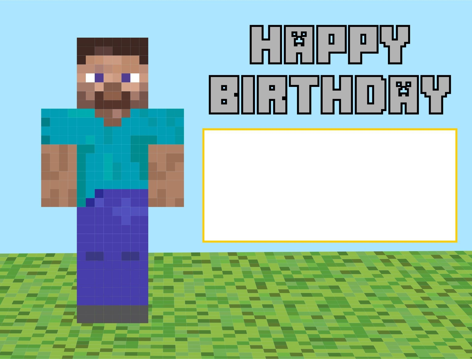 Minecraft Happy Birthday Card 10 Free PDF Printables Printablee