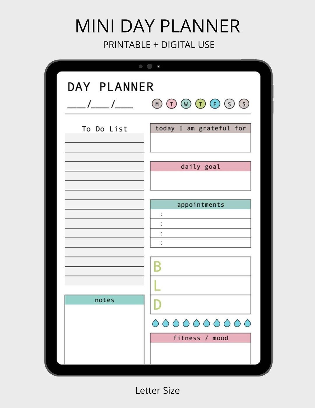 Mini Day Planner Printable Fillable Daily Planner Weekly Planner To Do Checklist INSTANT DOWNLOAD Etsy