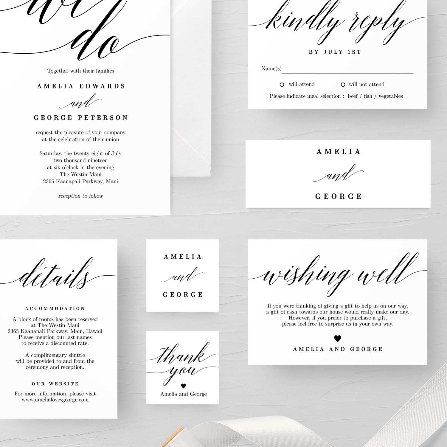 Modern Script Wedding Invitation Suite MSC Berry Berry Sweet