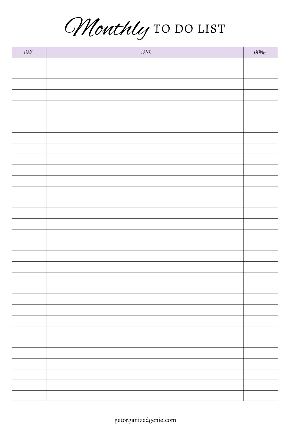 Free To Do List Printable