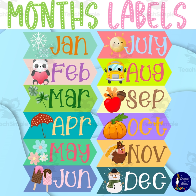 Months Of The Year Printable Labels By Teach Simple