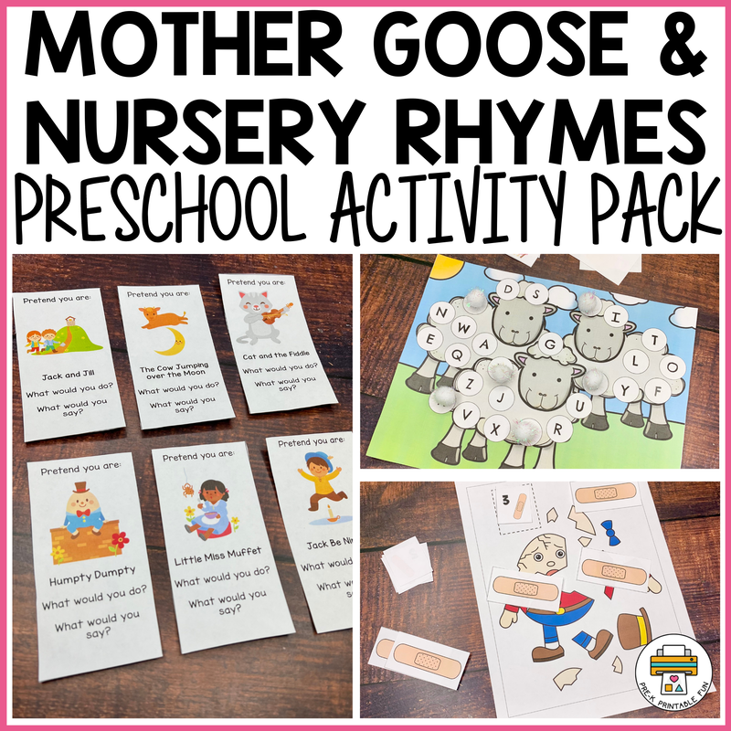 Mother Goose And Nursery Rhymes Activity Pack Pre K Printable Fun