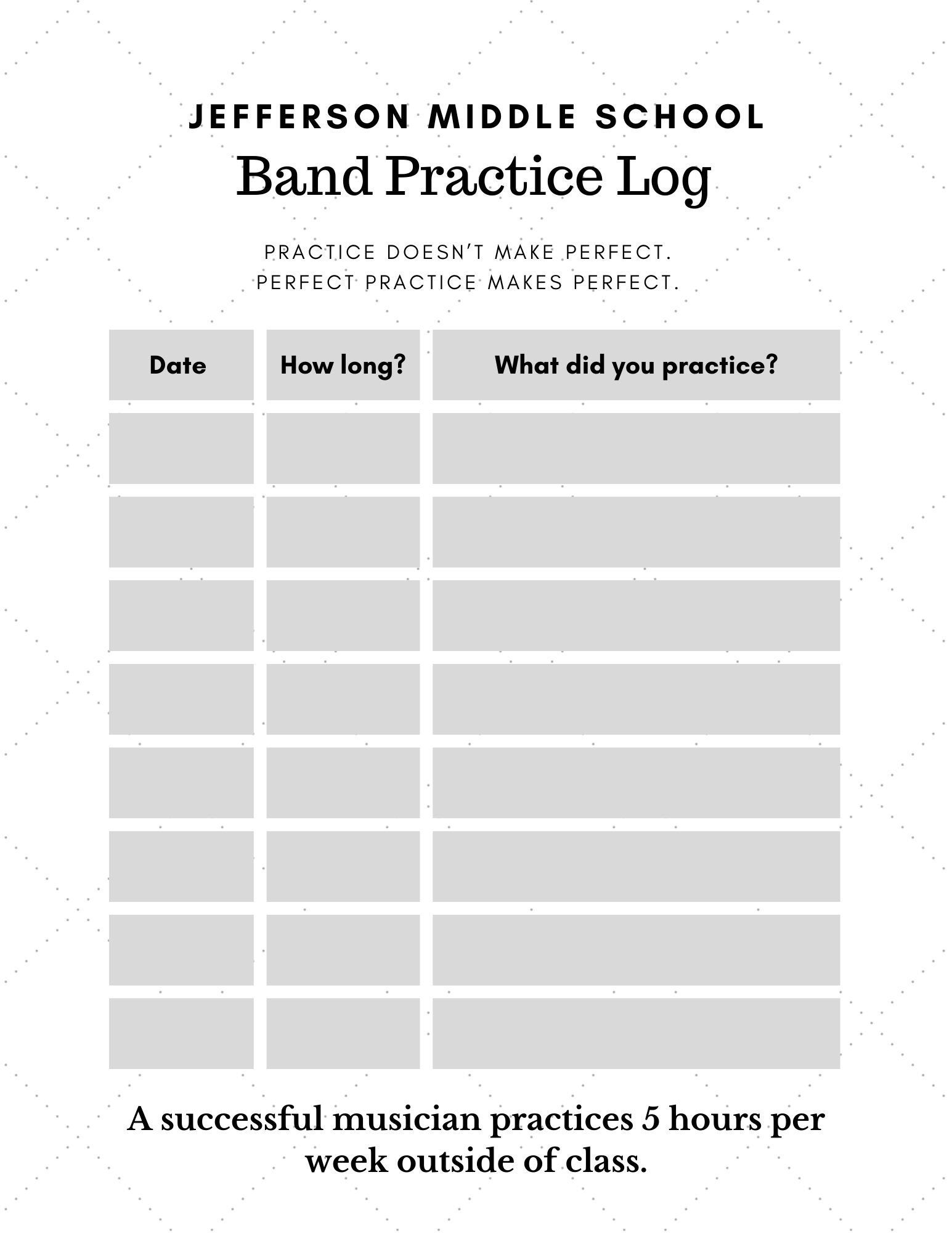 Free Printable Music Practice Log