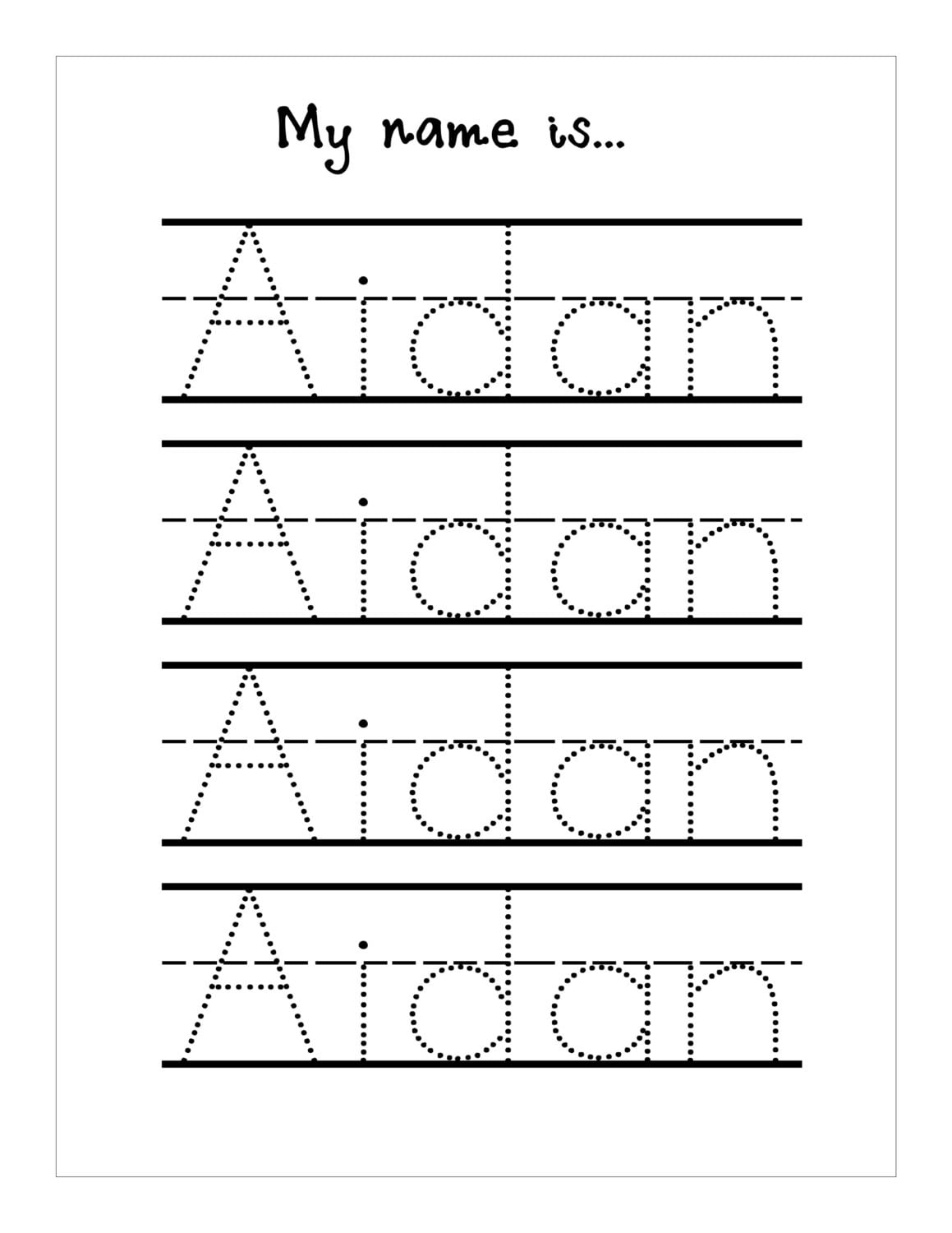 Name Trace Worksheet DIGITAL FILE Printable For Pre Schoolerskindergarteners Etsy