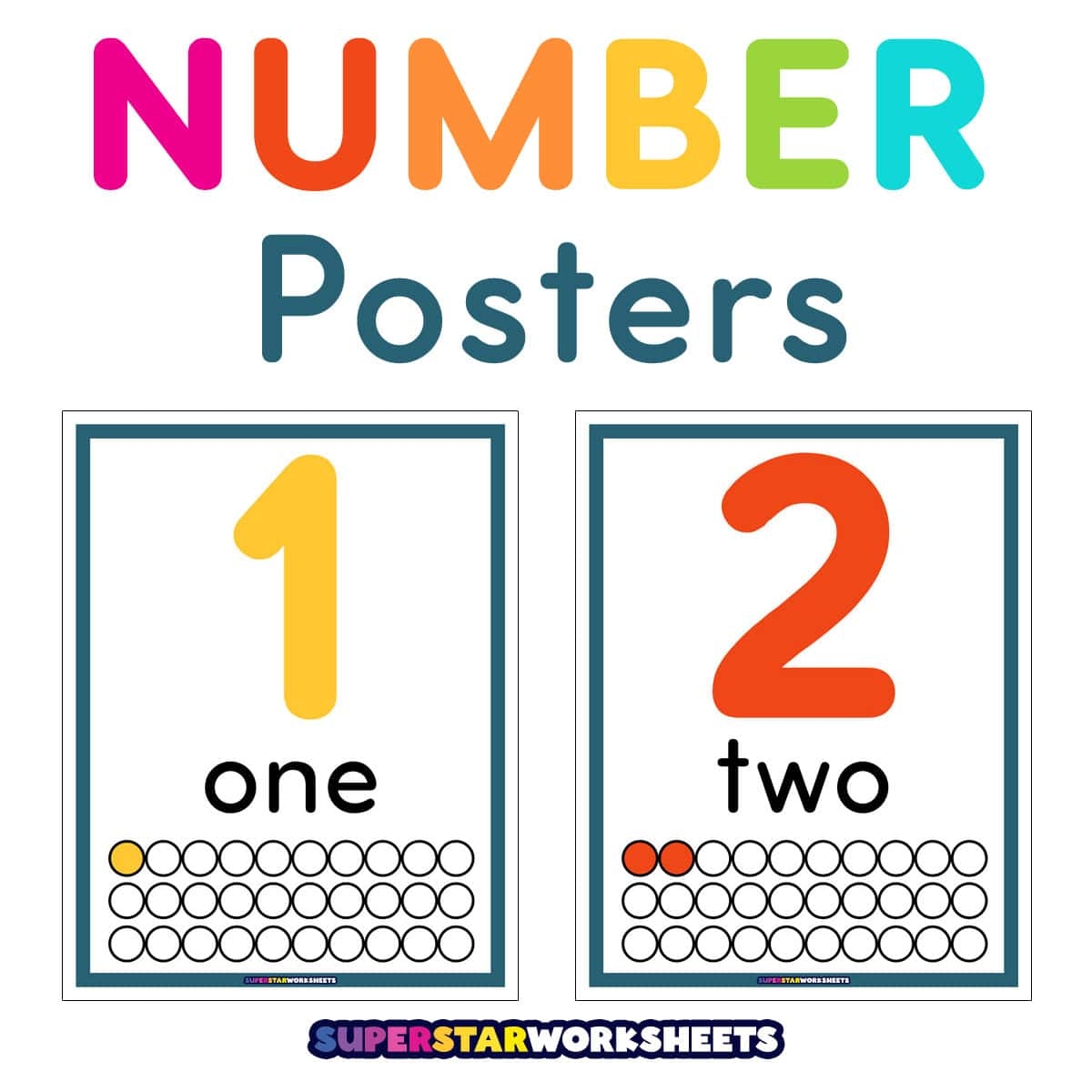Number Posters Superstar Worksheets