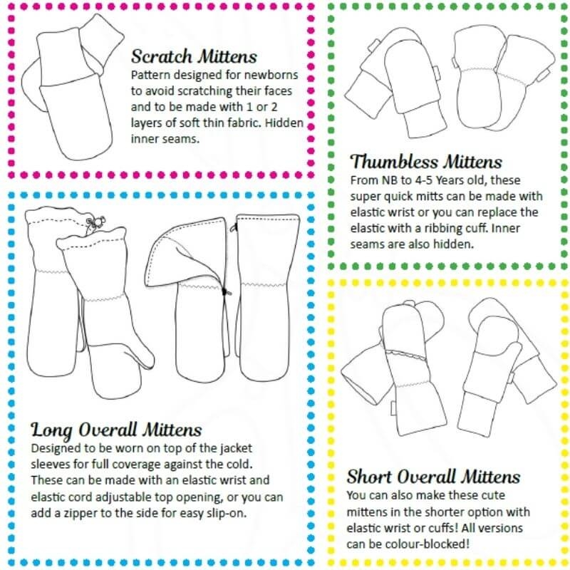 Overall Mittens SMALL Sizes Menta Sewing Patterns Sew PDF