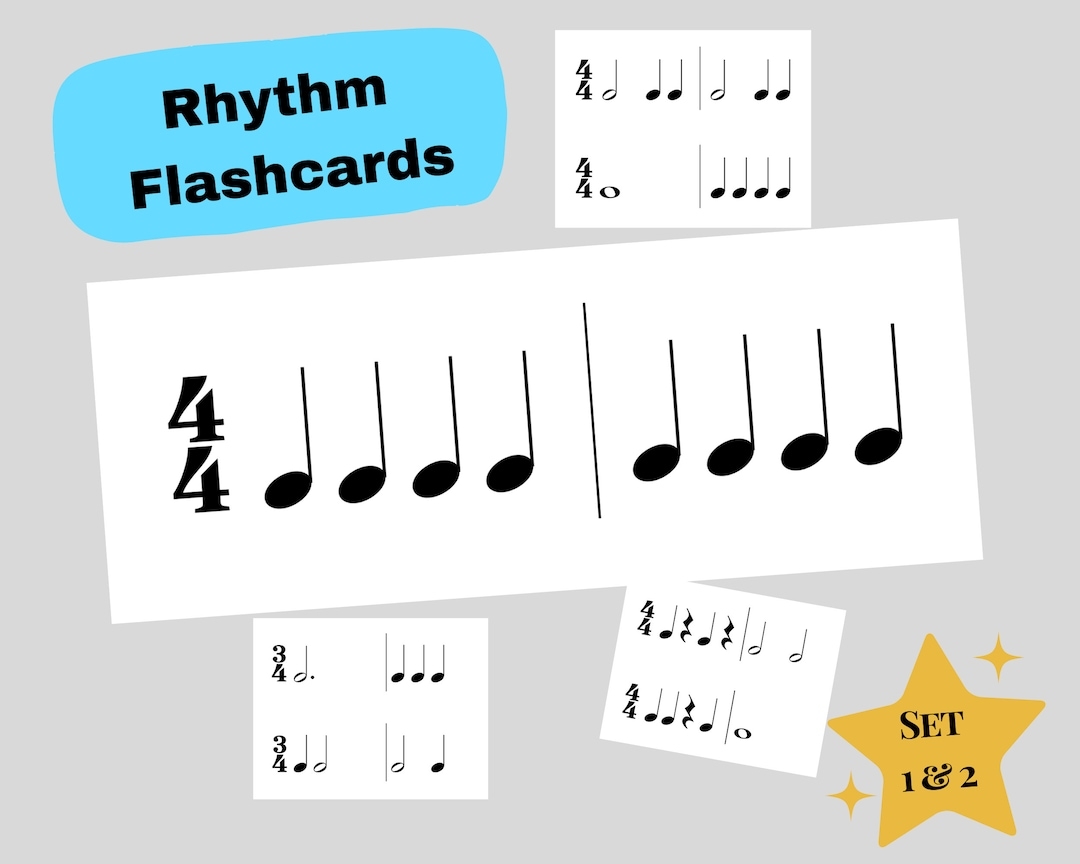 Pack Of Printable Rhythm Flashcards For Music Education Sets 1 2 Pack Of 20 Cards Etsy