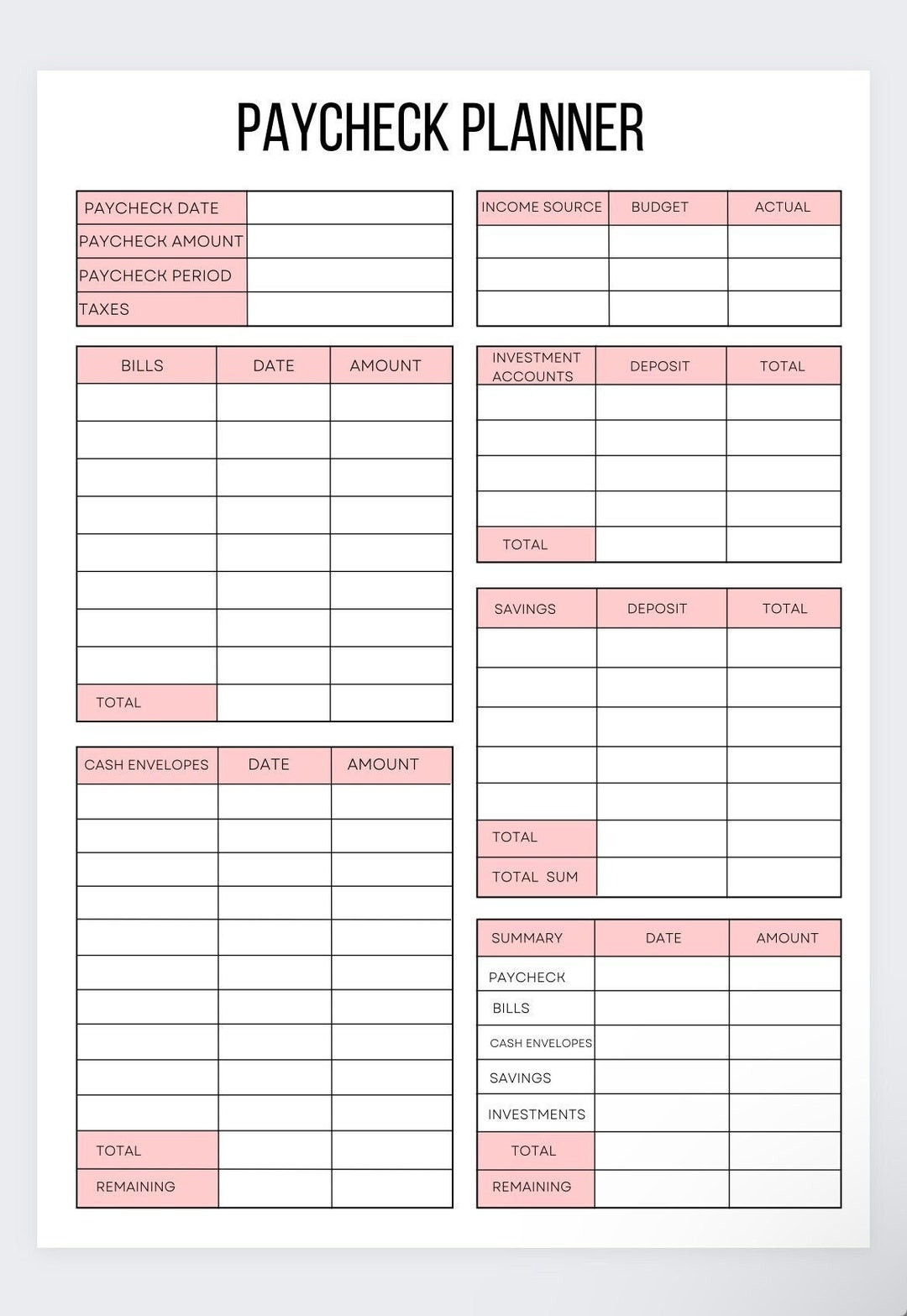 Paycheck Budget biweekly Budget finance Binder budget By Paycheck paycheck Financial Planning zero Based Budget biweekly Budget Etsy