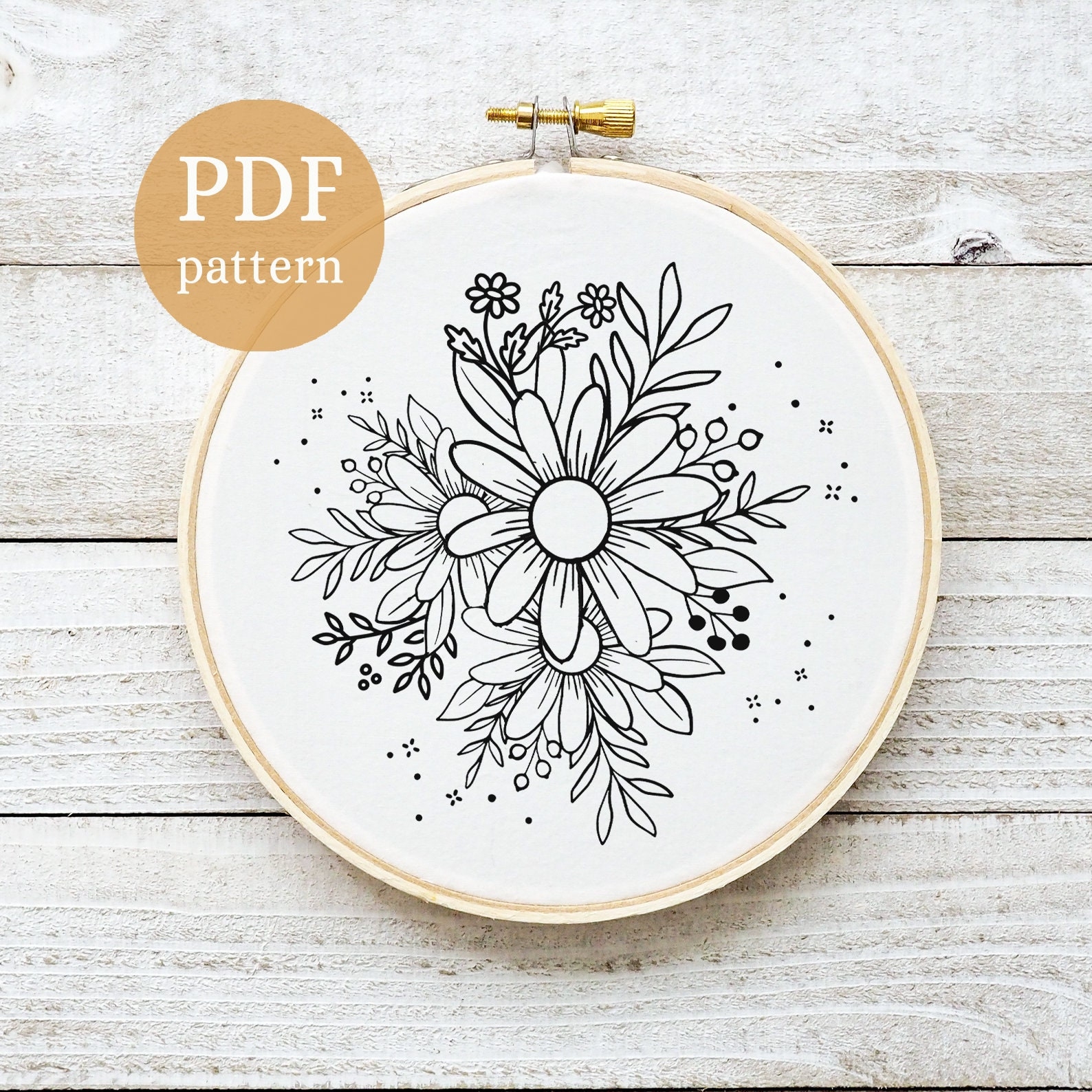 PDF Pattern Template ONLY Beginners Floral Embroidery Pattern Hand Embroidery DIY Embroidery Modern Embroidery Diy Gift Cross Stitch Etsy